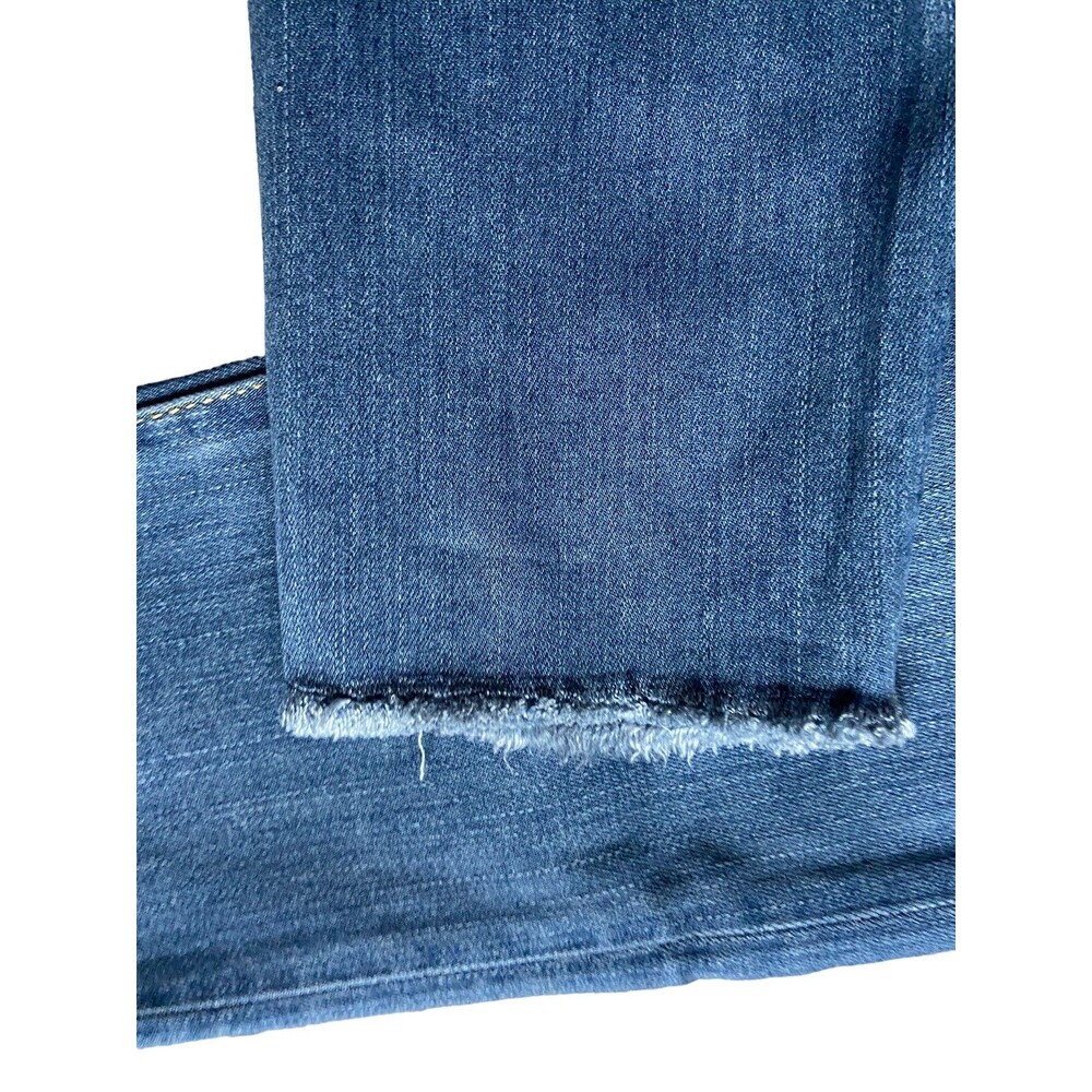 Womens Mid Rise Skinny Jeans Size 00 Blue‎ Distressed Raw Hem Sculpting Stretch - Picture 4 of 15